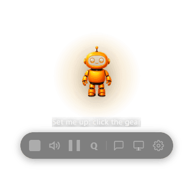 The small Buildy mascot floating on the desktop with its control bar